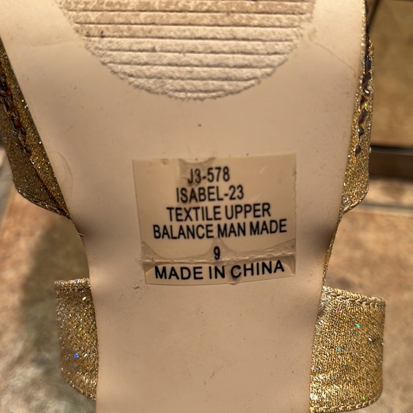 NWT Gold & Rhinestone Platform Heels - Picture 9 of 10